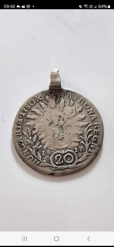 Stari srebrni privesak od kovanice – 20 krajcara - Materijal: srebro na lalafo.rs — 1 Stari srebrni privesak od kovanice – 20 krajcara - Materijal: srebro — 1