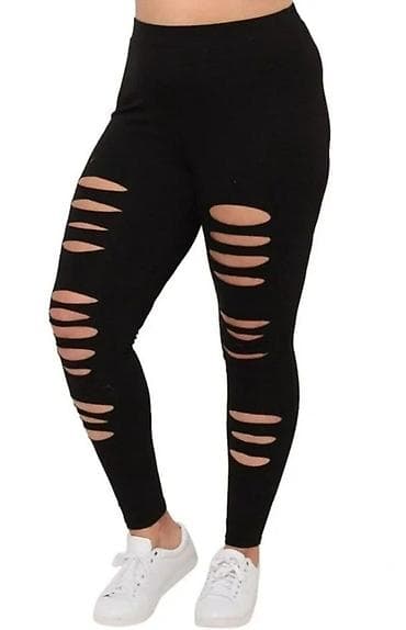 Crne ženske helanke sa izrezima - Model: uske helanke dužine do na lalafo.rs Crne ženske helanke sa izrezima - Model: uske helanke dužine do