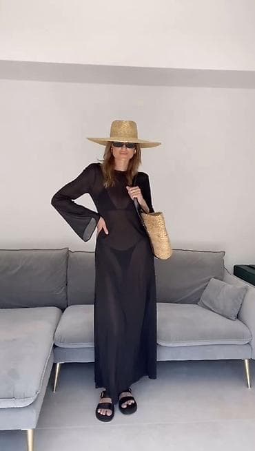Zara crna prozirna haljina za plažu - Model: duga maxi haljina od na lalafo.rs Zara crna prozirna haljina za plažu - Model: duga maxi haljina od