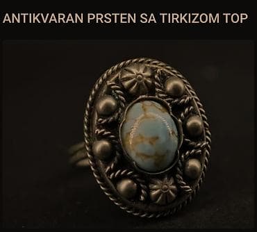 Antikvaran prsten sa tirkizom – unikatni komad sa bogatim reljefnim na lalafo.rs — 2 Antikvaran prsten sa tirkizom – unikatni komad sa bogatim reljefnim — 2