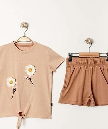 Dvod elni komplet za devojčice – majica i šorts u nežnim bež/karamel na lalafo.rs Dvod elni komplet za devojčice – majica i šorts u nežnim bež/karamel