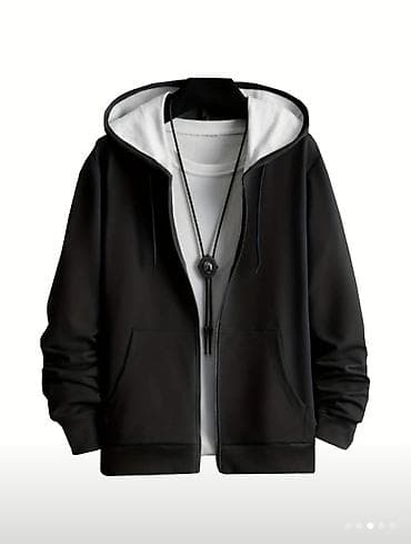 Crna muška dukserica 3XL sa rajsferšlusom i kapuljačom - Boja: crna na lalafo.rs — 2 Crna muška dukserica 3XL sa rajsferšlusom i kapuljačom - Boja: crna — 2