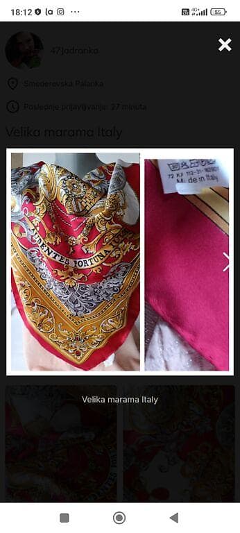 RASPRODAJA!!Marama 89x89cm. made in Italy. kao nova! at lalafo.rs — 4 RASPRODAJA!!Marama 89x89cm. made in Italy. kao nova! — 4