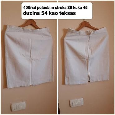 Bela suknja ravnog kroja, materijal kao teksas. Prednji šlic sa na lalafo.rs — 1 Bela suknja ravnog kroja, materijal kao teksas. Prednji šlic sa — 1