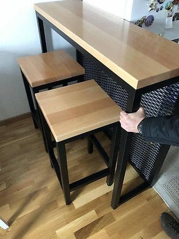 Sets of table and chairs: Masivne barske stolice drvo&metal | kontakt telefon 06******** at lalafo.rs — 6 Sets of table and chairs: Masivne barske stolice drvo&metal | kontakt telefon 06******** — 6