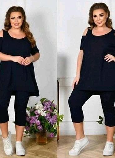 Dvodijelni komplet za žene (plus size) – tunika i capri helanke - na lalafo.rs — 3 Dvodijelni komplet za žene (plus size) – tunika i capri helanke - — 3