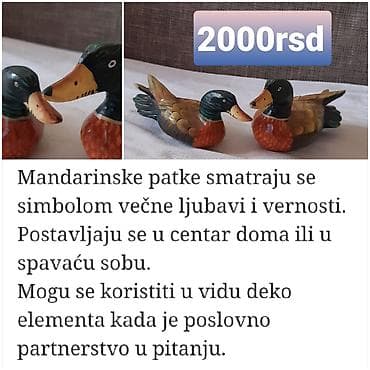Mandarinske patke – dekorativni par figura - Materijal: ručno na lalafo.rs Mandarinske patke – dekorativni par figura - Materijal: ručno