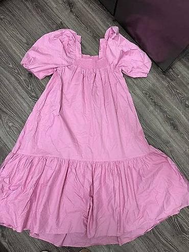 h: H&M pink puplin haljina sa puff rukavima ( pamuk 100%), L at lalafo.rs — 3 h: H&M pink puplin haljina sa puff rukavima ( pamuk 100%), L — 3