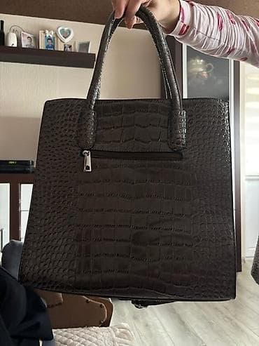 Elegantna ženska torba – kroko dezen, tamno braon - Materijal: eko na lalafo.rs — 2 Elegantna ženska torba – kroko dezen, tamno braon - Materijal: eko — 2