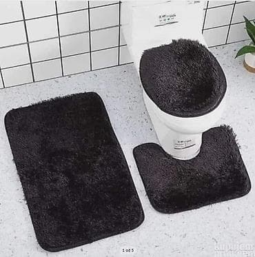Set od 3 dela za kupatilo/toalet – crni, mekani shaggy tepisi Cena na lalafo.rs — 1 Set od 3 dela za kupatilo/toalet – crni, mekani shaggy tepisi Cena — 1
