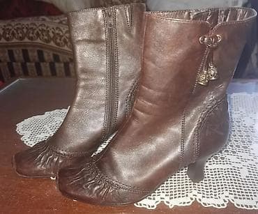 Ženske kožne čizmice na štiklu – braon - Materijal: prirodna koža na lalafo.rs — 2 Ženske kožne čizmice na štiklu – braon - Materijal: prirodna koža — 2