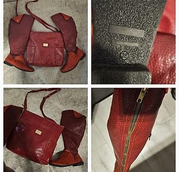 Komplet ženska torba + čizme do kolena-kožne - Boja na lalafo.rs — 2 Komplet ženska torba + čizme do kolena-kožne - Boja — 2