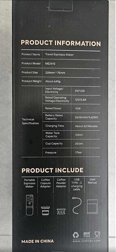 Prenosivi espresso aparat – model ME2410 Kompaktan putni aparat za na lalafo.rs — 1 Prenosivi espresso aparat – model ME2410 Kompaktan putni aparat za — 1