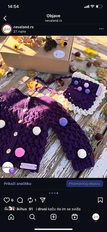 Ručno rađen dečji komplet – heklani džemperić i tašnica - Boja na lalafo.rs — 3 Ručno rađen dečji komplet – heklani džemperić i tašnica - Boja — 3