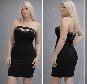 Elegantna crna mini haljina bez bretela - Kroj: uska silueta koja na lalafo.rs — 2 Elegantna crna mini haljina bez bretela - Kroj: uska silueta koja — 2