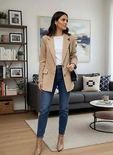 Ženski dugi blejzer – model sa reverima i dva dugmeta - Kroj: ravna na lalafo.rs — 3 Ženski dugi blejzer – model sa reverima i dva dugmeta - Kroj: ravna — 3