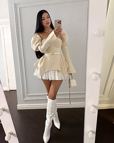 Elegantna mini haljina sa korset gornjim delom i naglašenim ramenima na lalafo.rs — 1 Elegantna mini haljina sa korset gornjim delom i naglašenim ramenima — 1