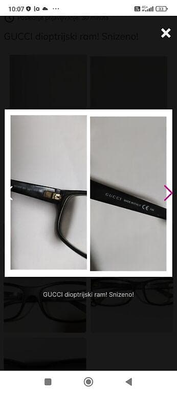 GUCCI dioptrijski ram za naočare - Model: pravougaoni ram sa punim na lalafo.rs — 3 GUCCI dioptrijski ram za naočare - Model: pravougaoni ram sa punim — 3