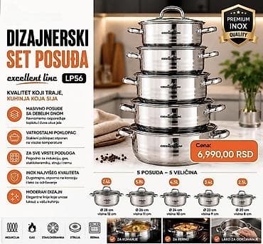 Dizajnerski set posuđa Excellent Line LP56 – premium INOX kvalitet - na lalafo.rs Dizajnerski set posuđa Excellent Line LP56 – premium INOX kvalitet -