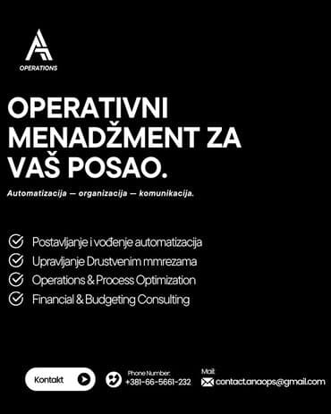 Operativni menadžment za vaš posao Fokus na: automatizaciju — na lalafo.rs Operativni menadžment za vaš posao Fokus na: automatizaciju —