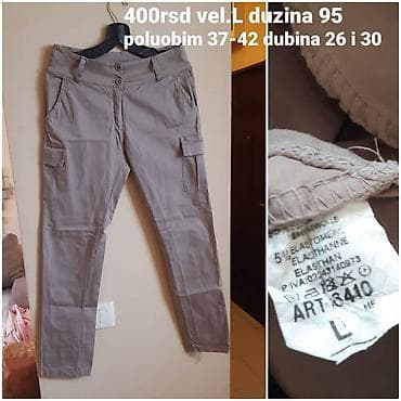 Ženske pantalone, veličina L, sivo-bež boja. Model sa višim strukom i na lalafo.rs — 1 Ženske pantalone, veličina L, sivo-bež boja. Model sa višim strukom i — 1