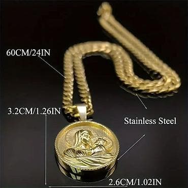 Zlatna ogrlica sa medaljonom – nerđajući čelik - Materijal: Stainless na lalafo.rs — 1 Zlatna ogrlica sa medaljonom – nerđajući čelik - Materijal: Stainless — 1
