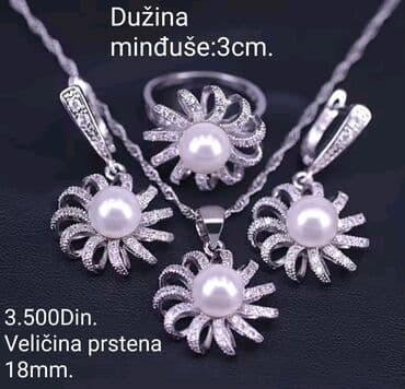 Set: Minđuše, Ogrlica, Prsten, Materijal: Biser, Cirkon na lalafo.rs Set: Minđuše, Ogrlica, Prsten, Materijal: Biser, Cirkon