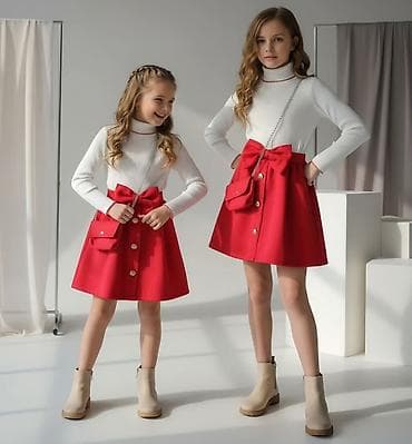 Komplet za devojčice – crvena A-linija suknja sa mašnom i mini na lalafo.rs Komplet za devojčice – crvena A-linija suknja sa mašnom i mini