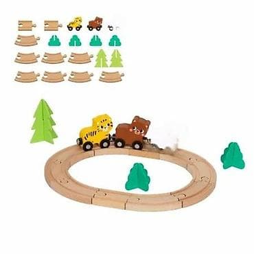 Drvena železnička set igračka – mini safari voz - Komplet sadrži na lalafo.rs Drvena železnička set igračka – mini safari voz - Komplet sadrži