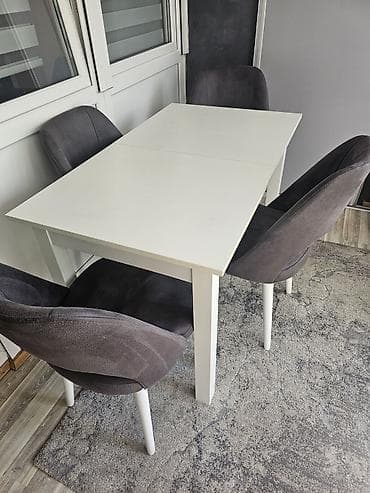 Sets of table and chairs: Trpezarijski set: sto + 4 stolice - Sto pravougaonog oblika u beloj at lalafo.rs — 4 Sets of table and chairs: Trpezarijski set: sto + 4 stolice - Sto pravougaonog oblika u beloj — 4