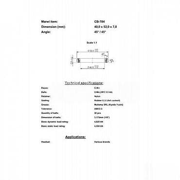 LEŽAJ VILJUŠKE CB-784 40,0X52,0X7 45/45 | Industrijski ležaj na lalafo.rs LEŽAJ VILJUŠKE CB-784 40,0X52,0X7 45/45 | Industrijski ležaj