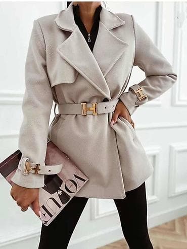 Ženski strukirani kaput s pojasom - Model do sredine butina, sa na lalafo.rs — 3 Ženski strukirani kaput s pojasom - Model do sredine butina, sa — 3