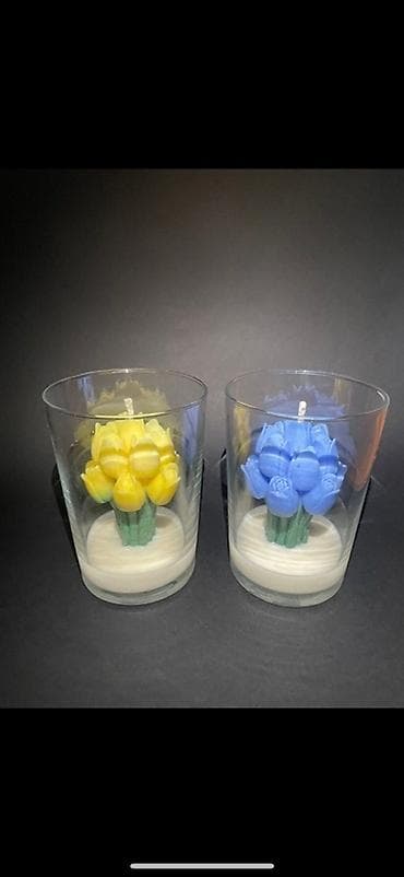 dve suknje po: Dekorativne sveće u čaši – buketi lala - Set od dve sveće u prozirnim at lalafo.rs — 1 dve suknje po: Dekorativne sveće u čaši – buketi lala - Set od dve sveće u prozirnim — 1