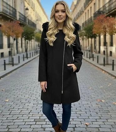 Ženski kaput sa kapuljačom i krznom - Elegantna A-linija do iznad na lalafo.rs — 2 Ženski kaput sa kapuljačom i krznom - Elegantna A-linija do iznad — 2