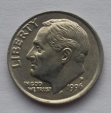 Američki novčić Roosevelt dime – 10 centi, godina 1996, kovnica at lalafo.rs — 1 Američki novčić Roosevelt dime – 10 centi, godina 1996, kovnica — 1