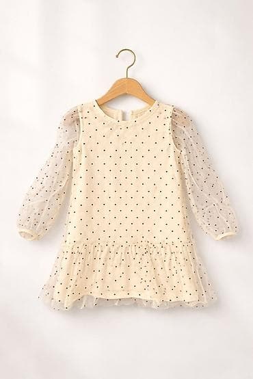 Dečija haljina sa tufnama - Boja: nežna krem/bež osnova sa sitnim na lalafo.rs Dečija haljina sa tufnama - Boja: nežna krem/bež osnova sa sitnim