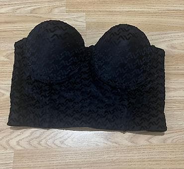 Crni ženski top-korset bez naramenica - Model: bandeau/korzet top sa na lalafo.rs — 3 Crni ženski top-korset bez naramenica - Model: bandeau/korzet top sa — 3