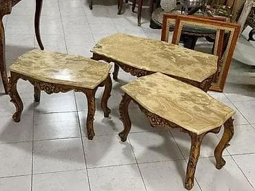 Antique Club Tables: Stilski set stolića (3 komada) – drvo / oniks – Dobro stanje 🌟 Veliki at lalafo.rs — 10 Antique Club Tables: Stilski set stolića (3 komada) – drvo / oniks – Dobro stanje 🌟 Veliki — 10