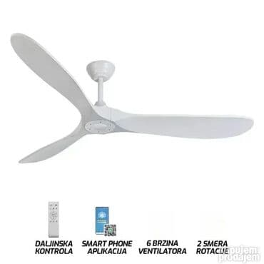 Plafonski ventilatori: 2 smera rotacije Snaga: Motor 32W Brzina: 6 Broj obrtaja: 150rpm na lalafo.rs — 3 Plafonski ventilatori: 2 smera rotacije Snaga: Motor 32W Brzina: 6 Broj obrtaja: 150rpm — 3