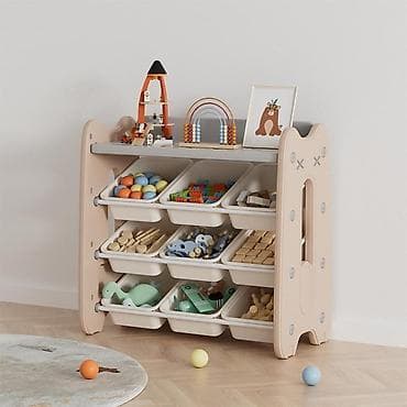 Dečija polica/organizer za igračke sa plastičnim kadicama - na lalafo.rs Dečija polica/organizer za igračke sa plastičnim kadicama -