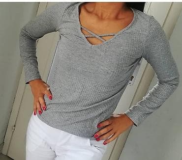 Ženska majica dugih rukava u sivoj boji. - Materijal: rebrasti žersej na lalafo.rs — 1 Ženska majica dugih rukava u sivoj boji. - Materijal: rebrasti žersej — 1