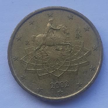 Italijski 50 euro cent novčić – godina kovanja 2002. - Avers: prikaz na lalafo.rs Italijski 50 euro cent novčić – godina kovanja 2002. - Avers: prikaz
