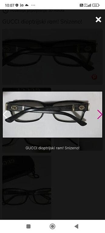 GUCCI dioptrijski ram za naočare - Model: pravougaoni ram sa punim na lalafo.rs — 2 GUCCI dioptrijski ram za naočare - Model: pravougaoni ram sa punim — 2