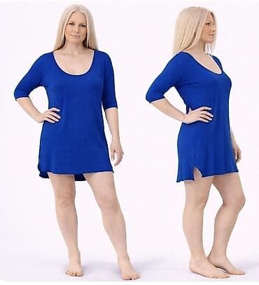 Women's Clothing: Ženska tunika/mini haljina – kraljevsko plava - Kroj: ravna linija sa at lalafo.rs — 2 Women's Clothing: Ženska tunika/mini haljina – kraljevsko plava - Kroj: ravna linija sa — 2