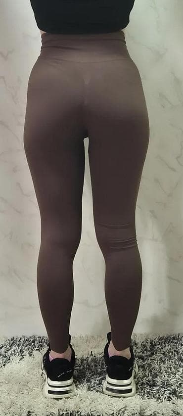 Leggings, Bike shorts: Ženske sportske helanke – visoki struk, tamno braon - Kroj: uske at lalafo.rs — 3 Leggings, Bike shorts: Ženske sportske helanke – visoki struk, tamno braon - Kroj: uske — 3