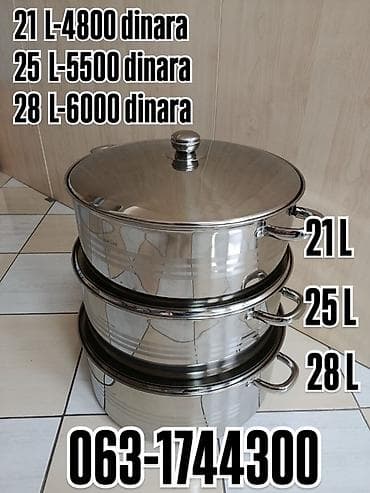 Veliki nerđajući lonci sa poklopcem – tri zapremine - 21 litara - 25 na lalafo.rs Veliki nerđajući lonci sa poklopcem – tri zapremine - 21 litara - 25