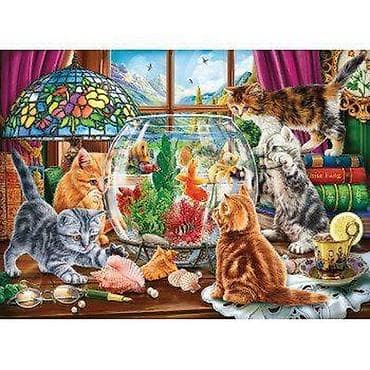 Slagalica – Mačići i akvarijum - Ilustracija puna boja: radoznali na lalafo.rs Slagalica – Mačići i akvarijum - Ilustracija puna boja: radoznali