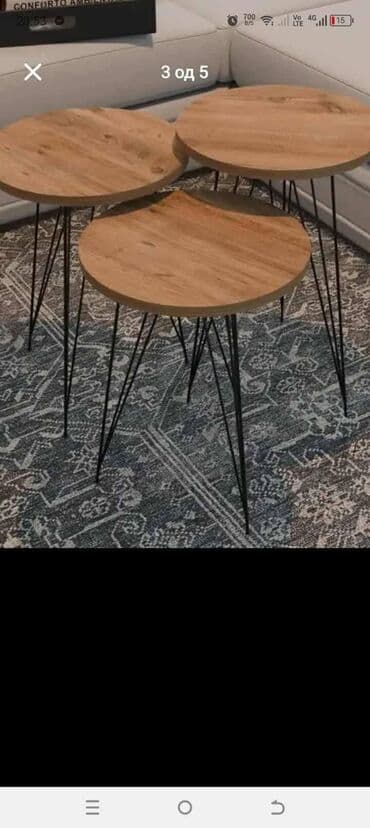 Antique Club Tables: Set od 3 klub/stočića – okrugle ploče i metalne noge - Dizajn: tri at lalafo.rs — 5 Antique Club Tables: Set od 3 klub/stočića – okrugle ploče i metalne noge - Dizajn: tri — 5