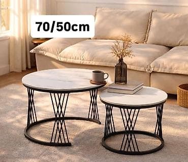 Antique Club Tables: Set od dva klub-stolića – prečnici 70 cm i 50 cm. - Dizajn: okrugle at lalafo.rs — 2 Antique Club Tables: Set od dva klub-stolića – prečnici 70 cm i 50 cm. - Dizajn: okrugle — 2