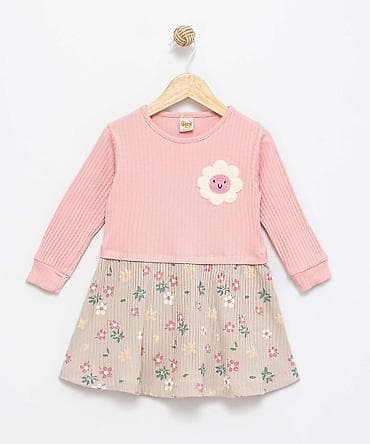 Dečija haljina sa dugim rukavima - Gornji deo: rebrasti pamučni na lalafo.rs Dečija haljina sa dugim rukavima - Gornji deo: rebrasti pamučni